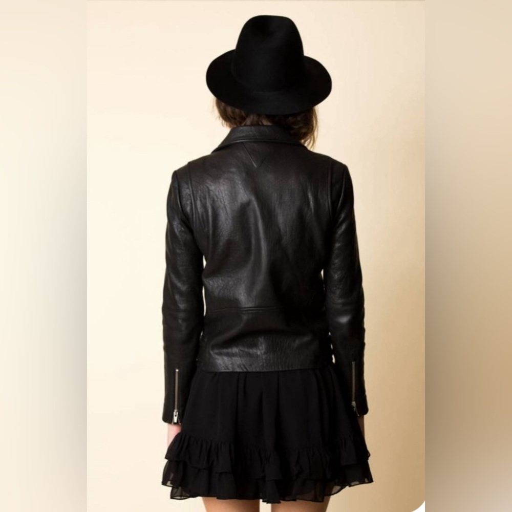 VEDA ‘Jayne’ MSRP $1,200 Luxury 💯 Lamb Leather Biker Jacket. Size 4 - Medium 🔥 - Picture 4 of 8
